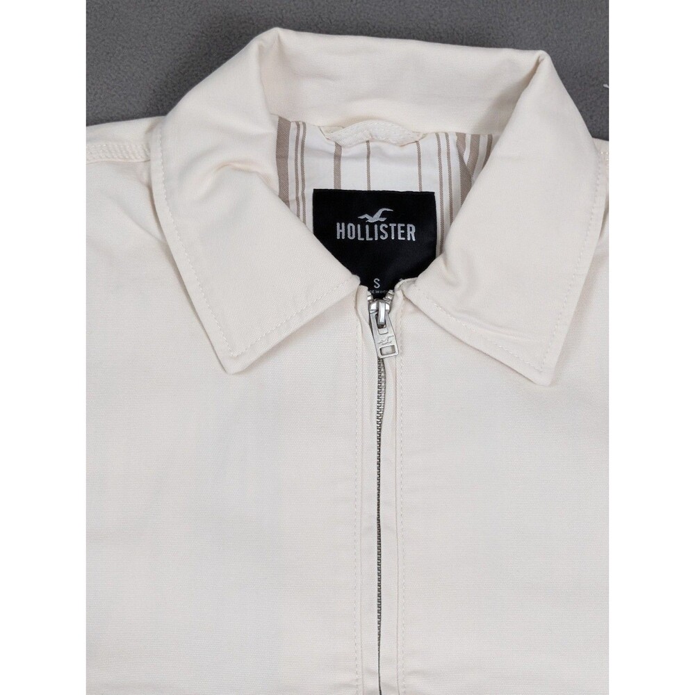 Hollister Jacket Mens Utility Field Cream Small Canvas NWT Auto Hermosa Beach - Picture 4 of 6